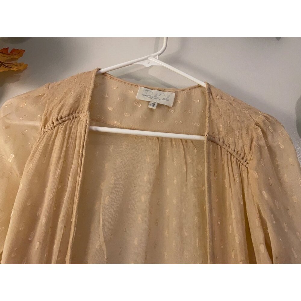 Rahi Cali Sheer Peasant Top Womens 100% VISCOSE Size XS Boho Lace Trim Blouse Ro - Picture 2 of 13